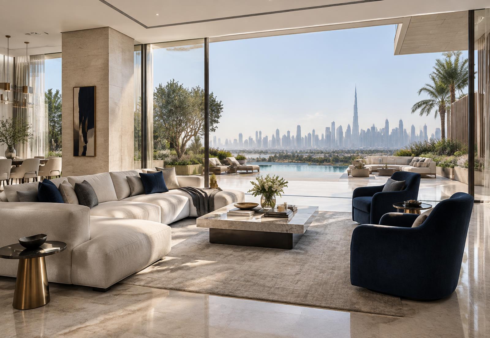 Luxury Dubai home with skyline view